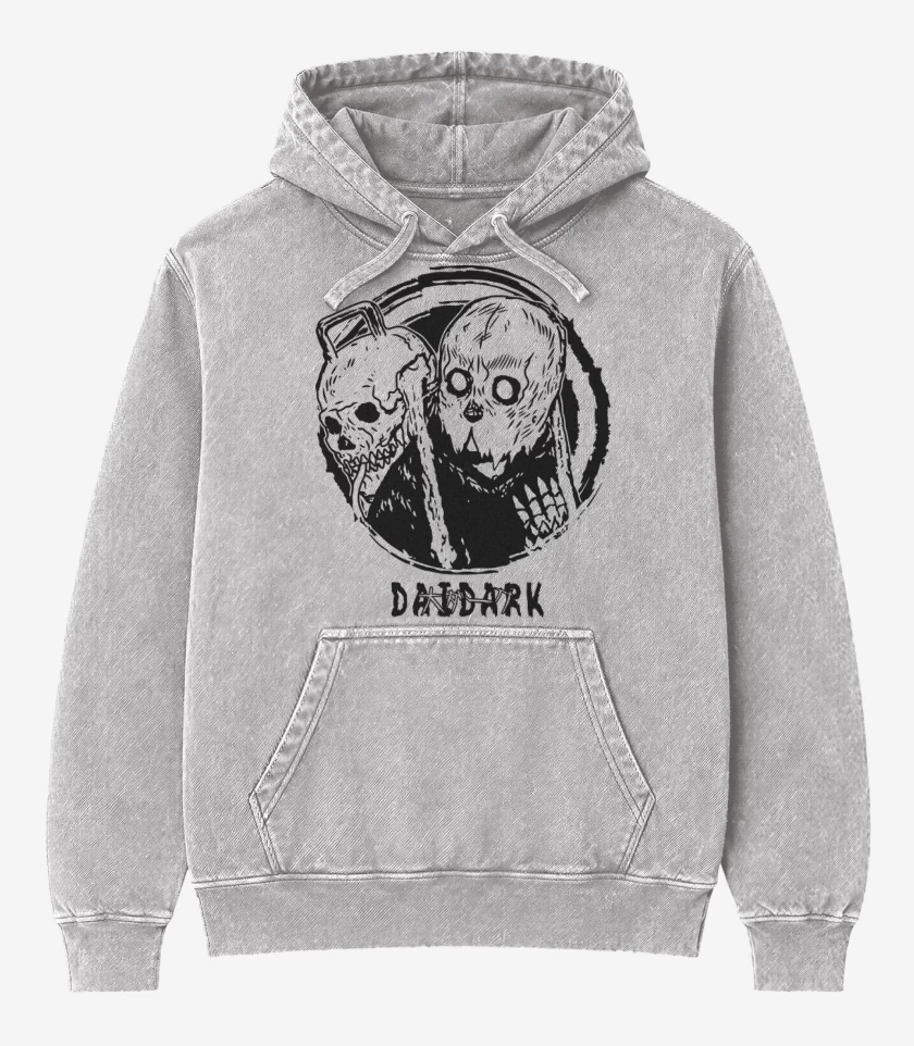 Poleron Canguro Acid Wash Gris Melange de Daidark