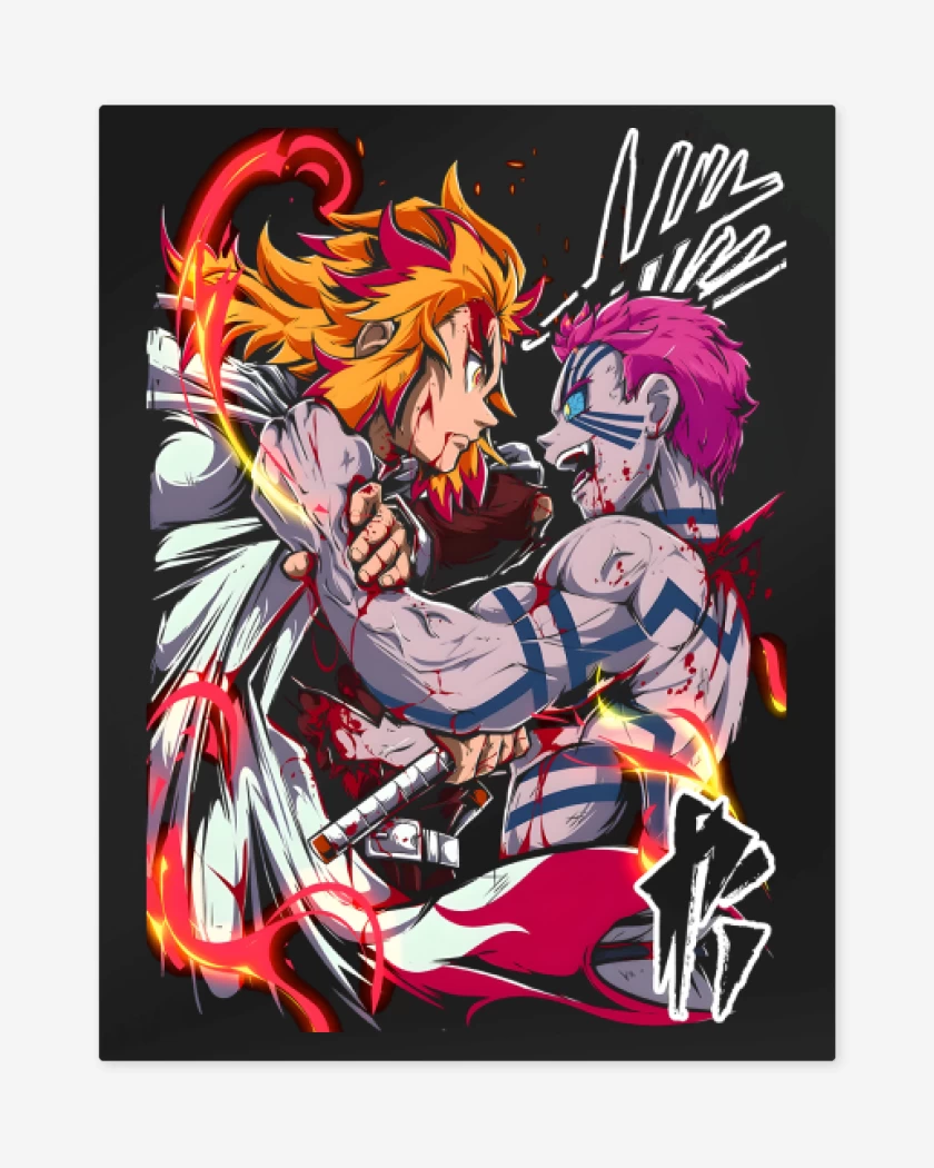 Print metalico Negro de Rengoku vs Akasa