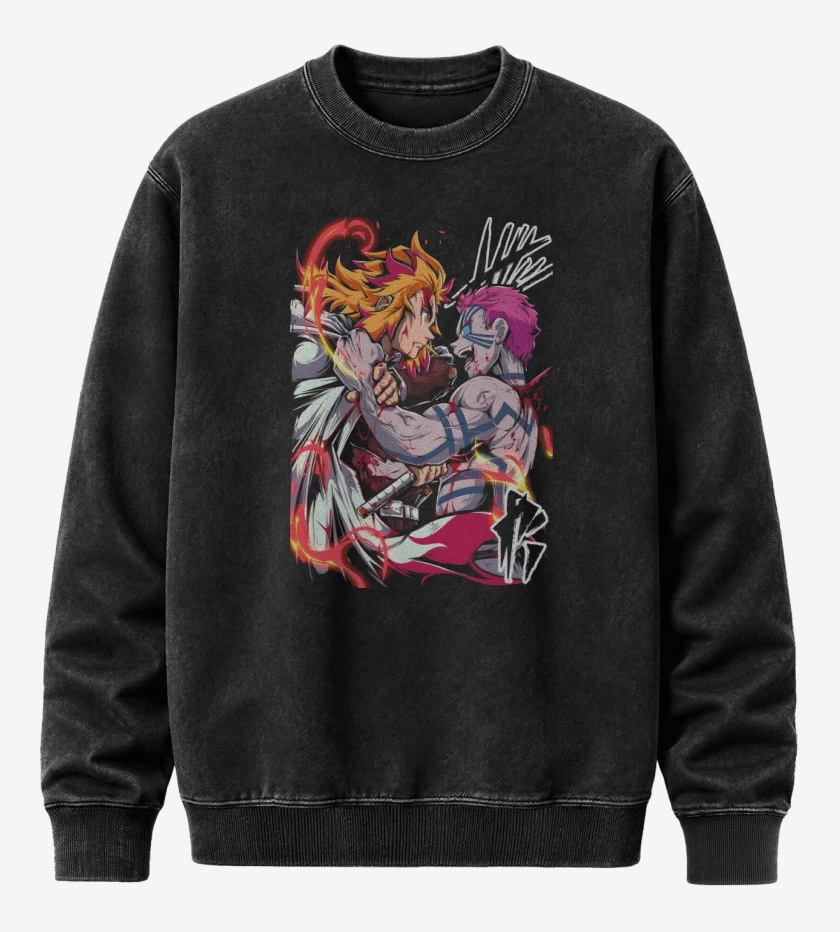 Poleron Polo Acid Wash Negro de Rengoku vs Akasa
