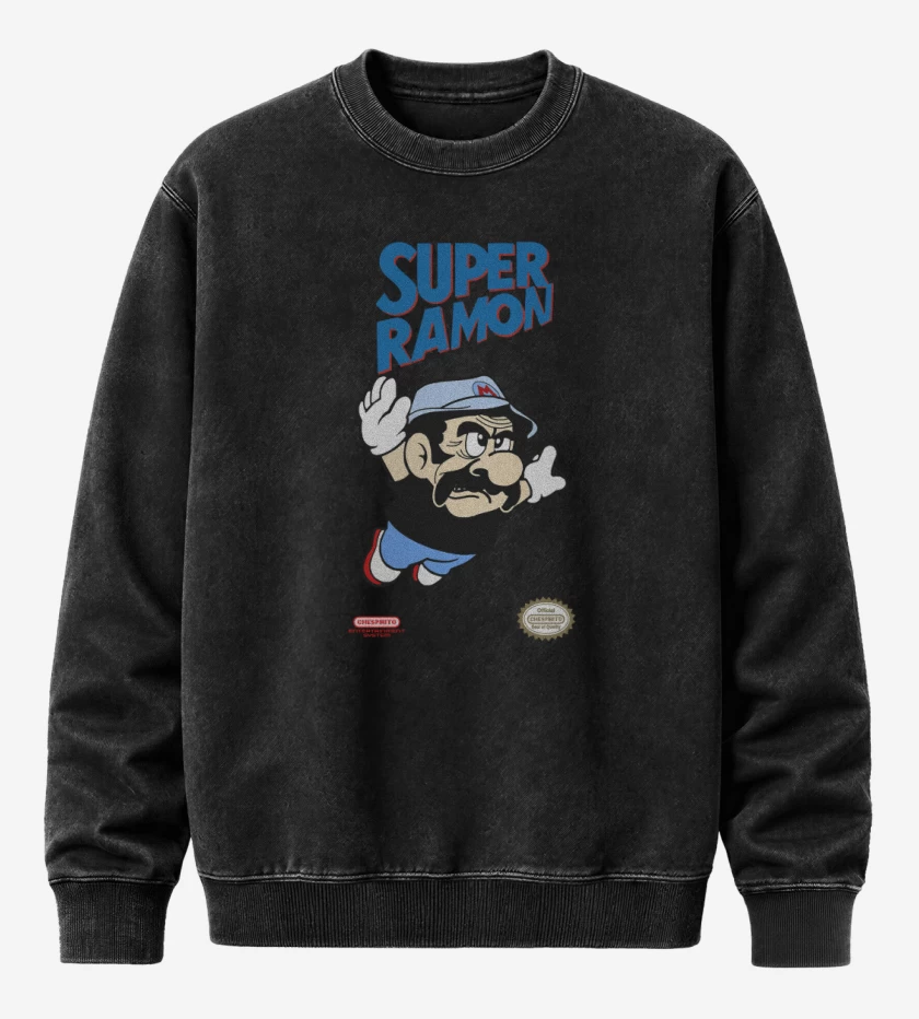 Poleron Polo Acid Wash Negro de Super Ramon