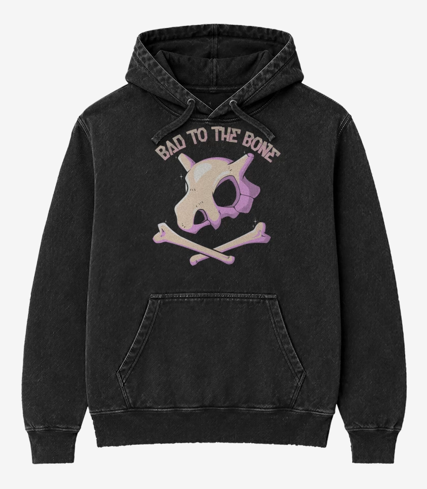 Poleron Canguro Acid Wash Negro de Bad to the bone