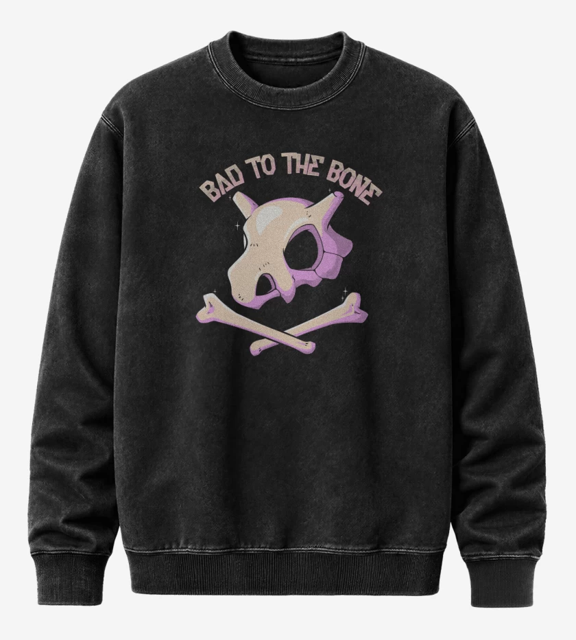 Poleron Polo Acid Wash Negro de Bad to the bone
