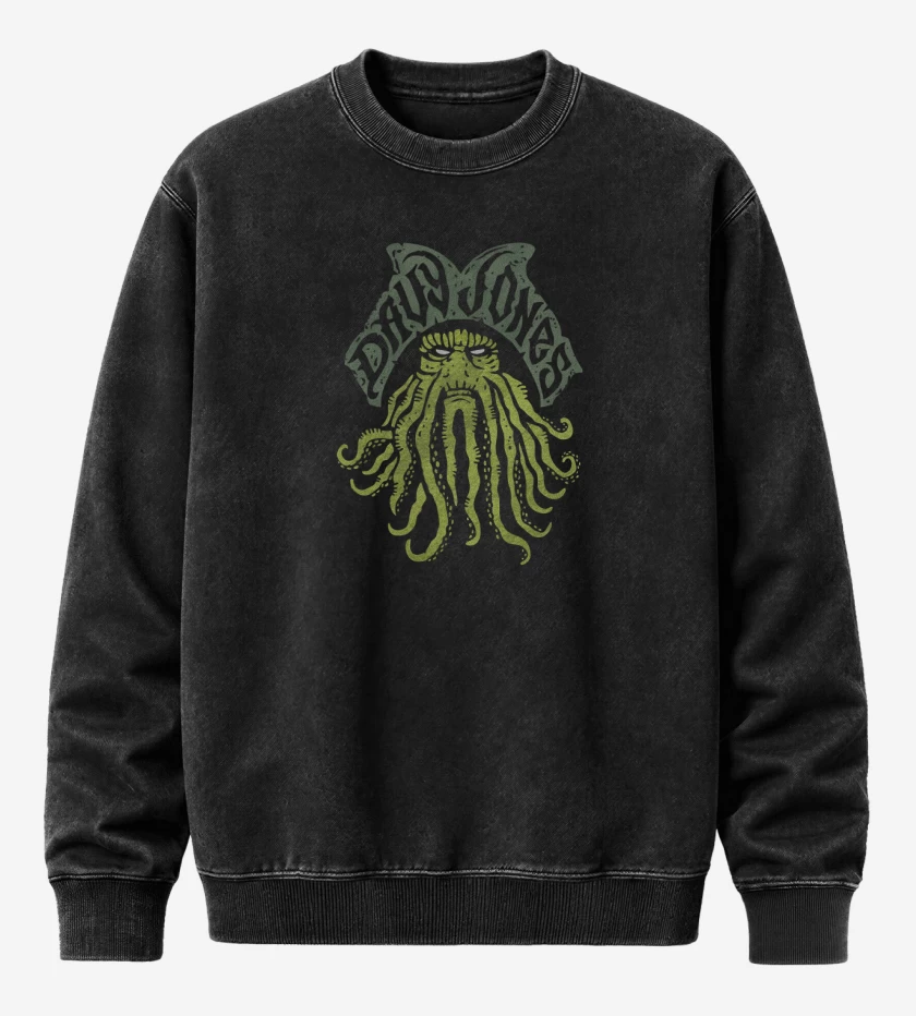 Poleron Polo Acid Wash Negro de Davy Jones 2
