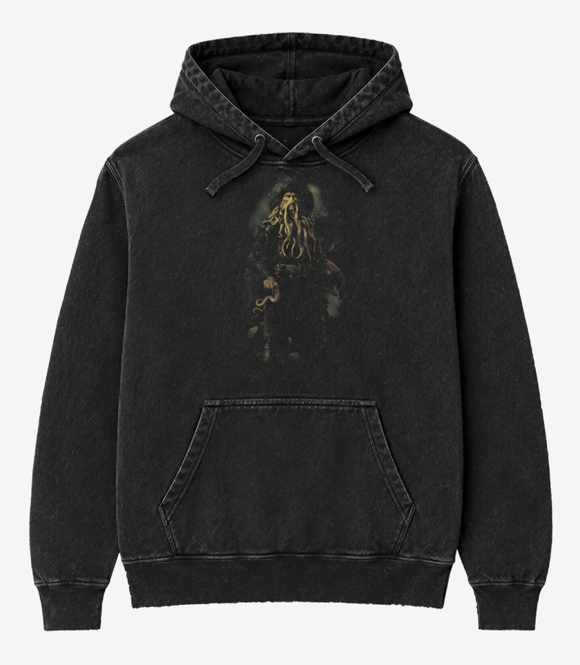 Poleron Canguro Acid Wash Negro de Davy Jones