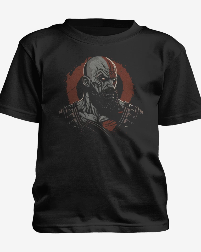 Polera de niño Negro de Kratos enojado