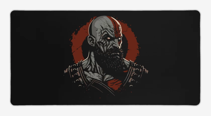 Mouse pad Gamer Negro de Kratos enojado