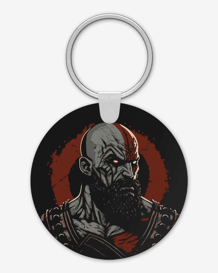 Llavero Negro de Kratos enojado