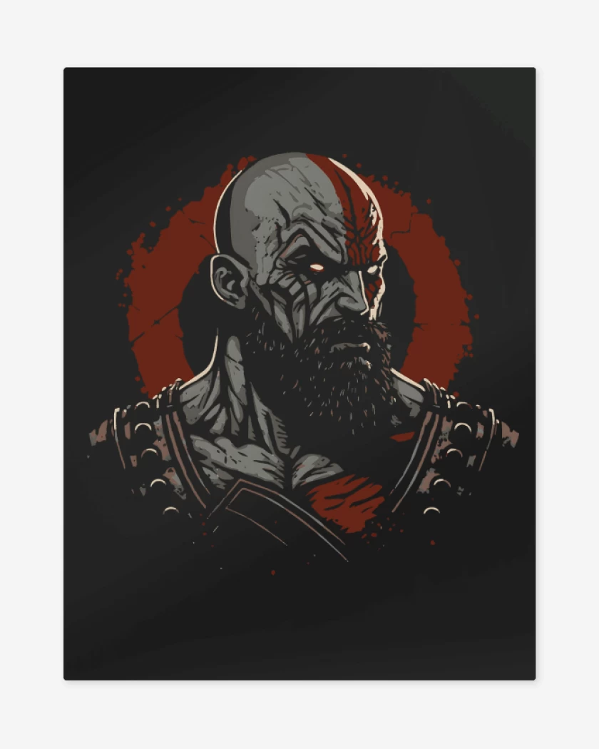Print metalico Kratos enojado