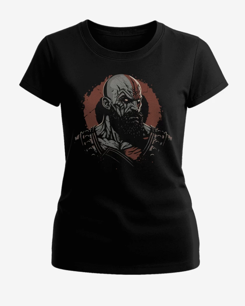Polera de Mujer Negro de Kratos enojado
