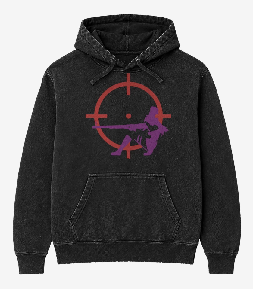 Poleron Canguro Acid Wash Negro de Cait