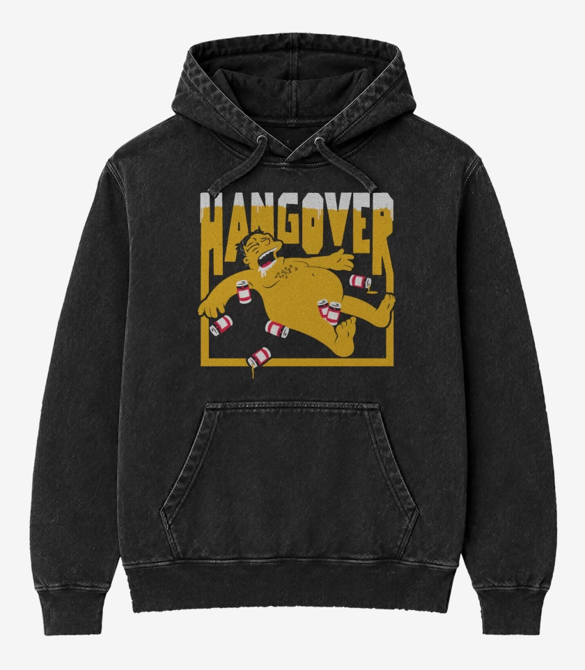 Poleron Canguro Acid Wash Negro de Barney Hangover