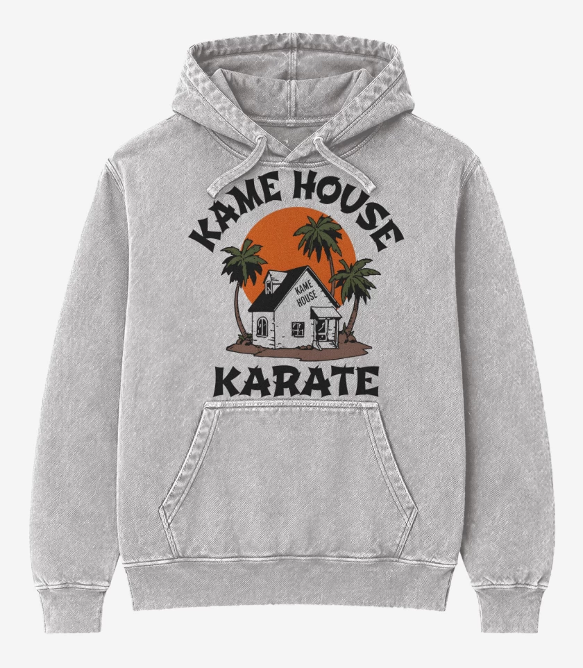 Poleron Canguro Acid Wash Gris Melange de Kame House Karate
