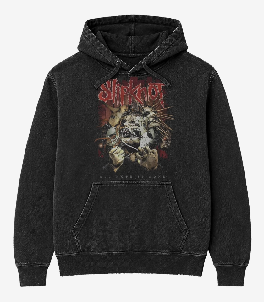 Poleron Canguro Acid Wash Negro de All Hope is Gone