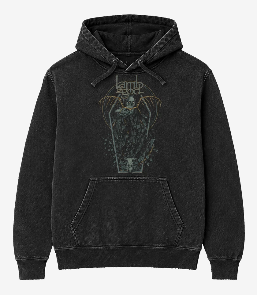 Poleron Canguro Acid Wash Negro de Death of God