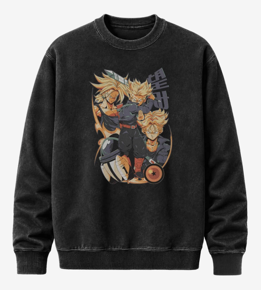 Poleron Polo Acid Wash Negro de Viajero del Futuro