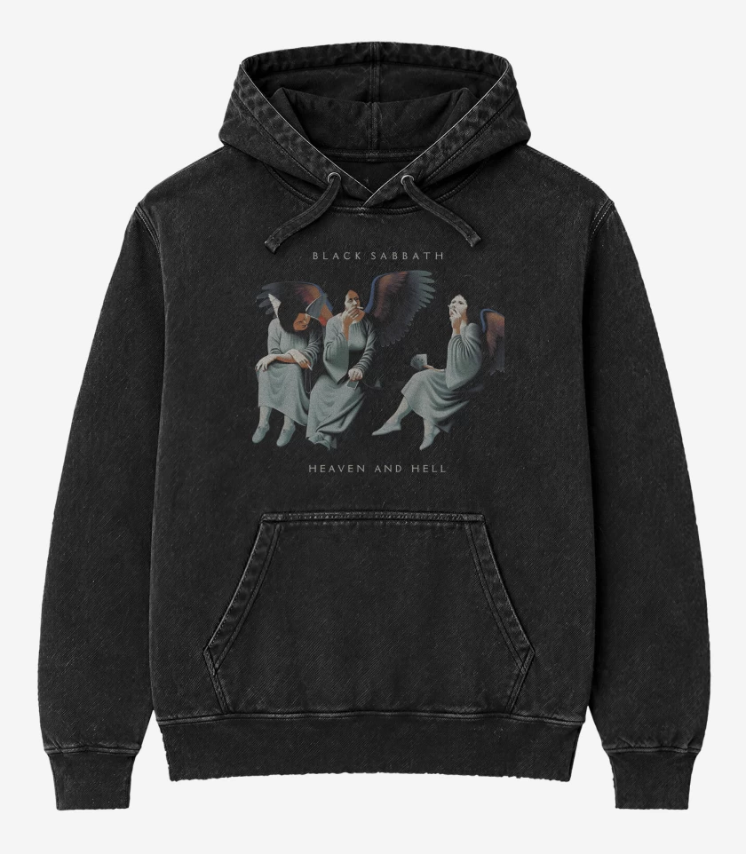 Poleron Canguro Acid Wash Negro de Heaven and Hell