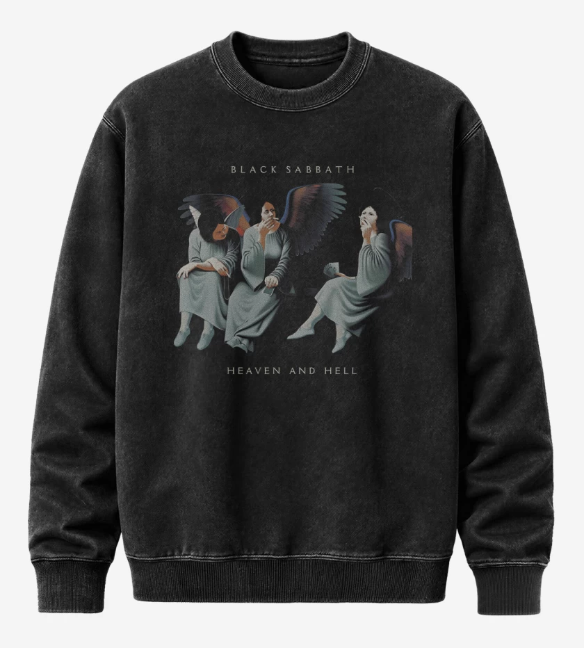 Poleron Polo Acid Wash Negro de Heaven and Hell