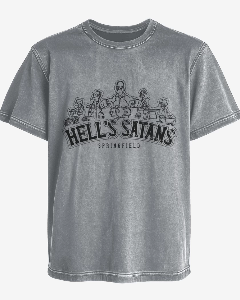Polera desgastada Gris Melange de Los Hells Satans