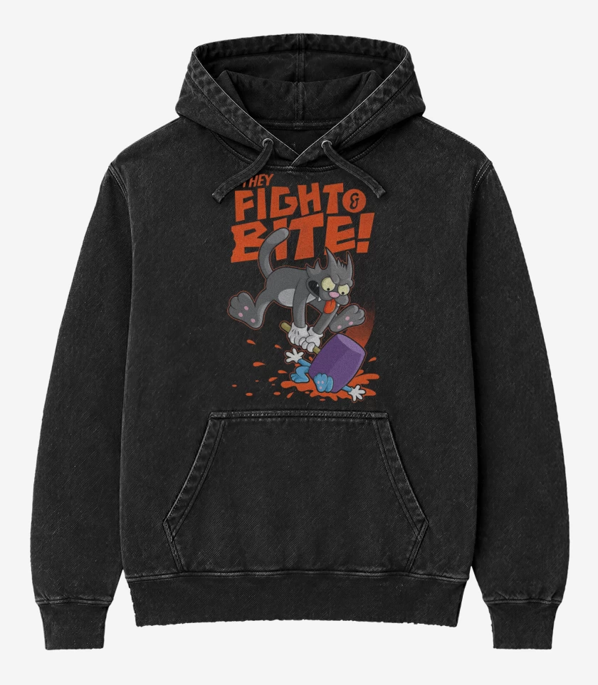 Poleron Canguro Acid Wash Negro de La Muerte de Daly 