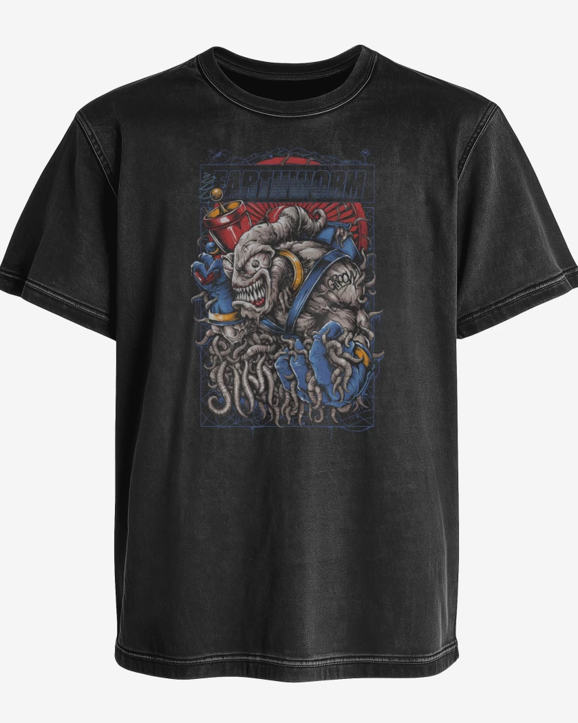 Polera desgastada Negro de Brutal Earthworm