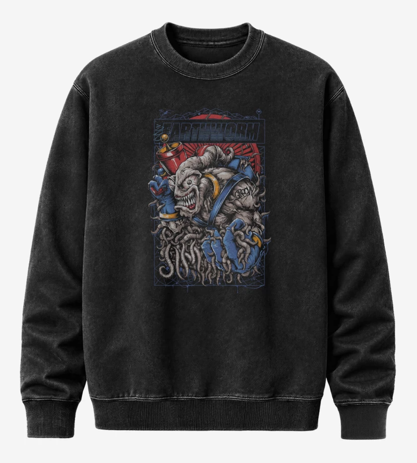 Poleron Polo Acid Wash Negro de Brutal Earthworm