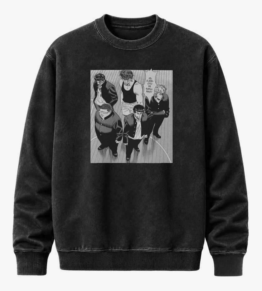 Poleron Polo Acid Wash Negro de El ejercito de Sakuragi