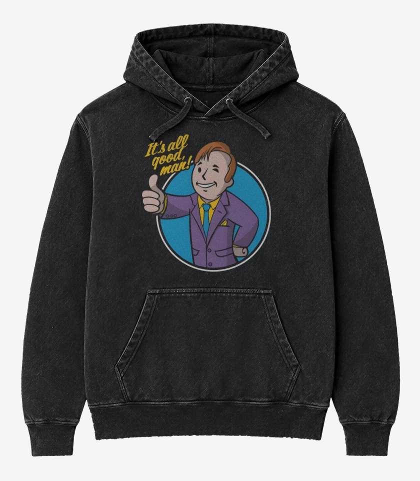 Poleron Canguro Acid Wash Negro de Its All Good