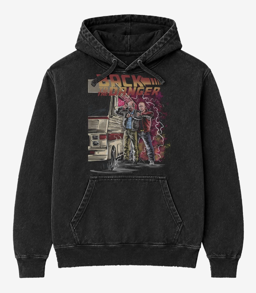 Poleron Canguro Acid Wash Negro de Back to the Danger 