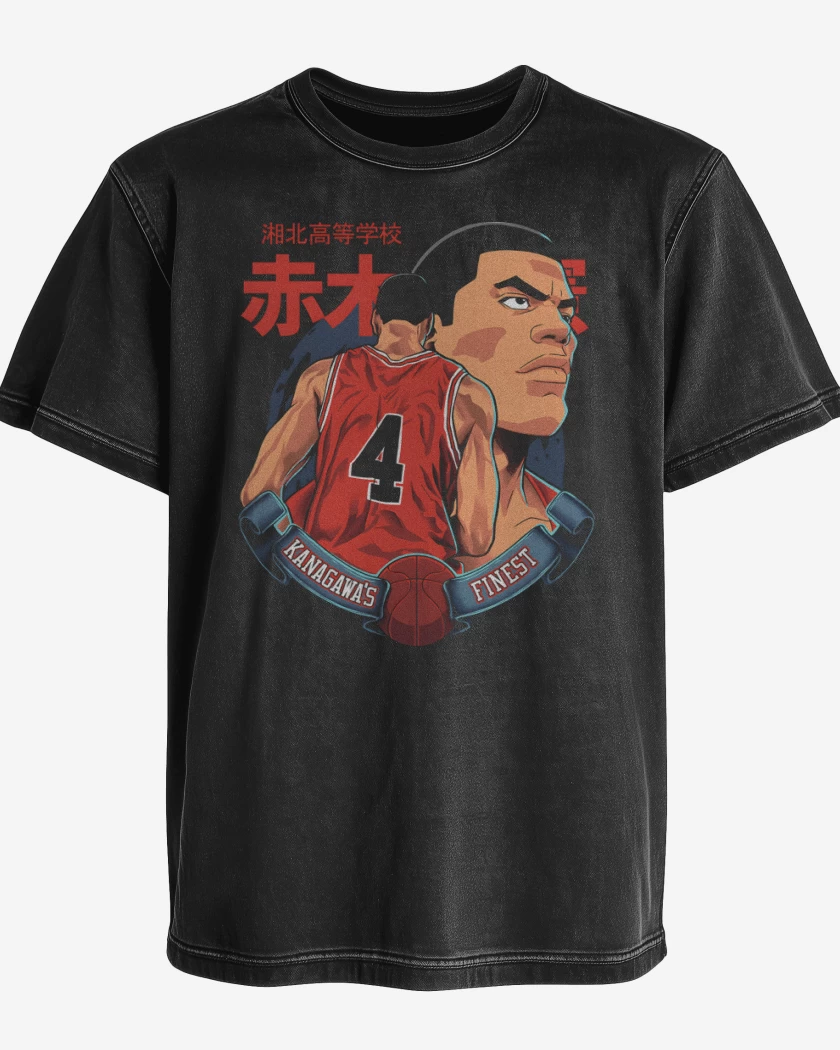 Polera desgastada Negro de Capitan Akagi