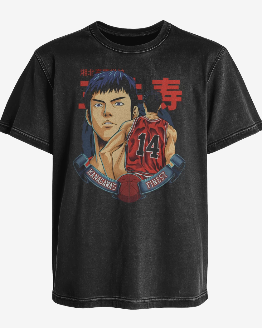 Polera desgastada Negro de Mitsui