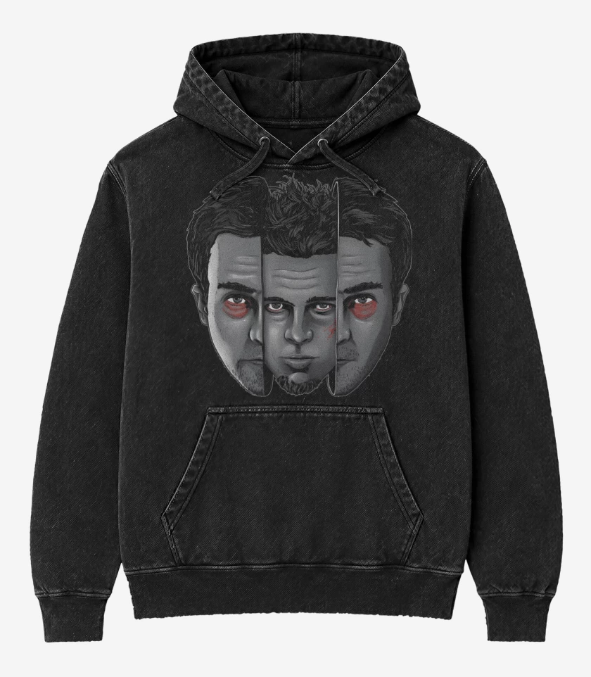 Poleron Canguro Acid Wash Negro de Quién Soy?