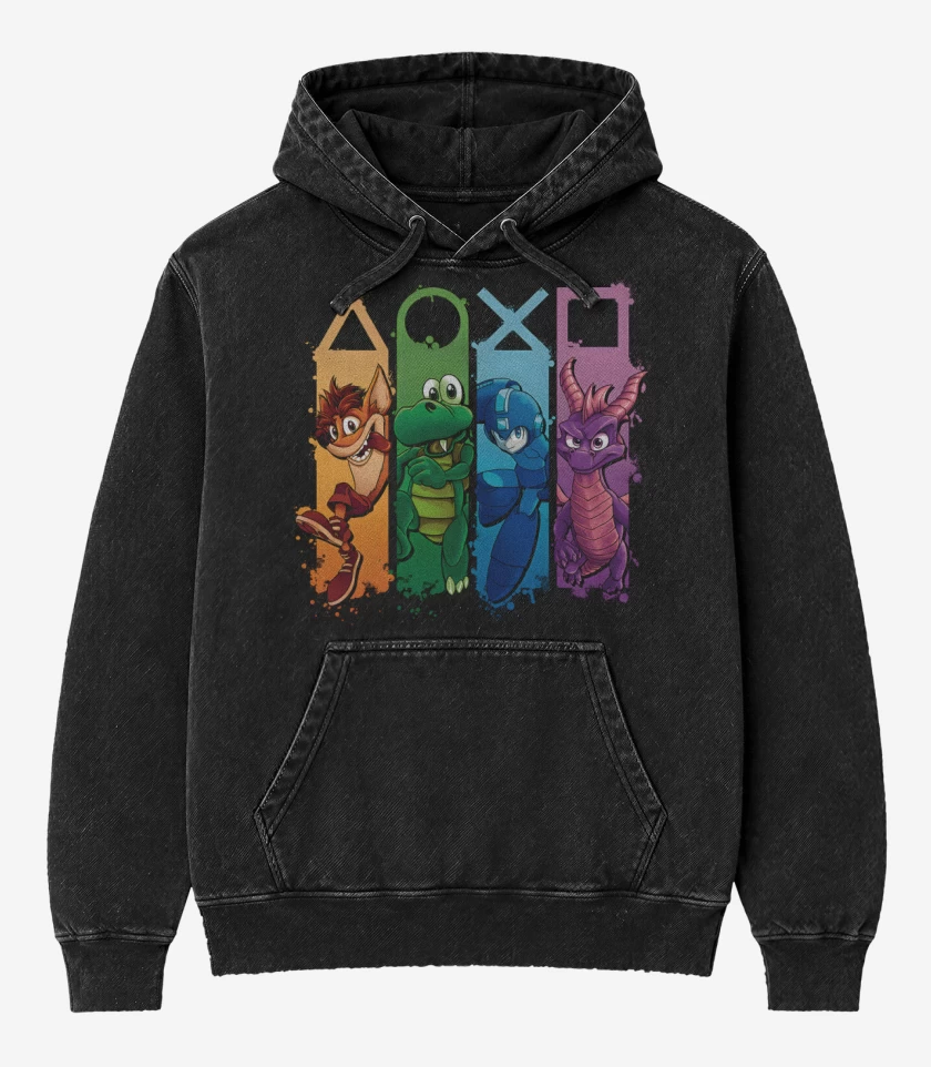 Poleron Canguro Acid Wash Negro de PlayMania