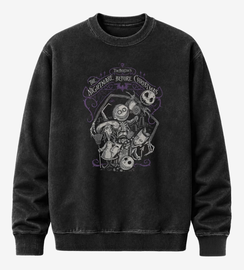 Poleron Polo Acid Wash Negro de El Extraño Mundo de Jack