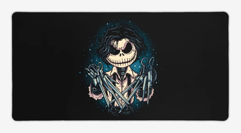 Mouse pad Gamer Negro de Las Tijeras de Skellington