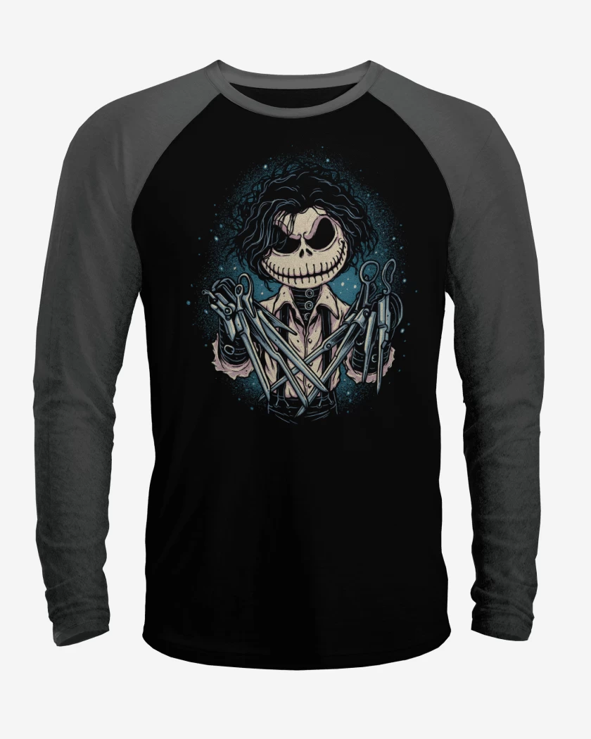 Polera Raglan Las Tijeras de Skellington