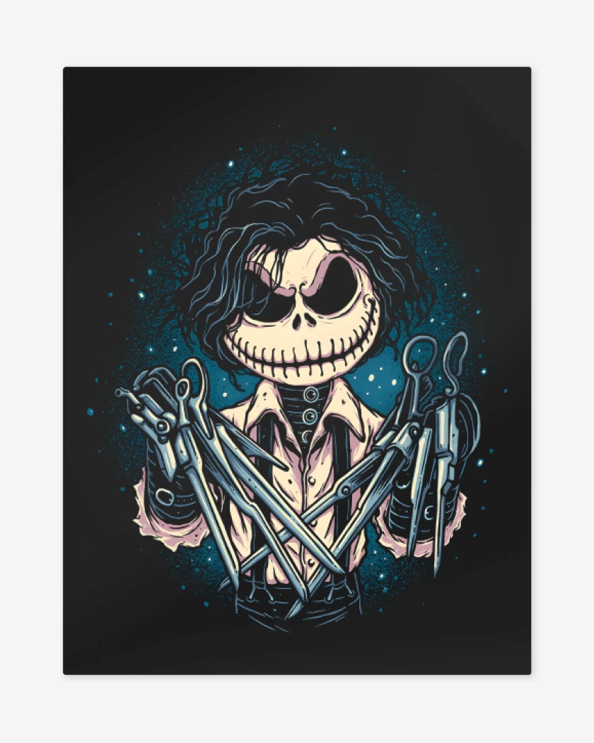 Print metalico Negro de Las Tijeras de Skellington