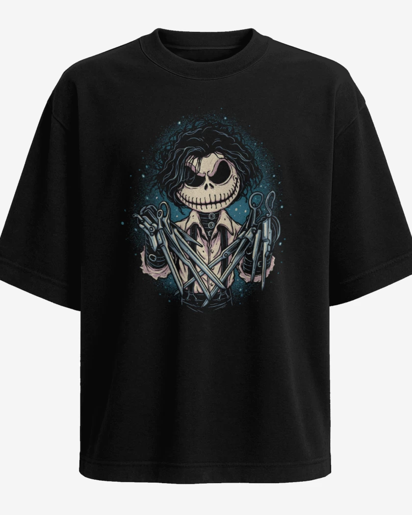 Polera Oversize Las Tijeras de Skellington