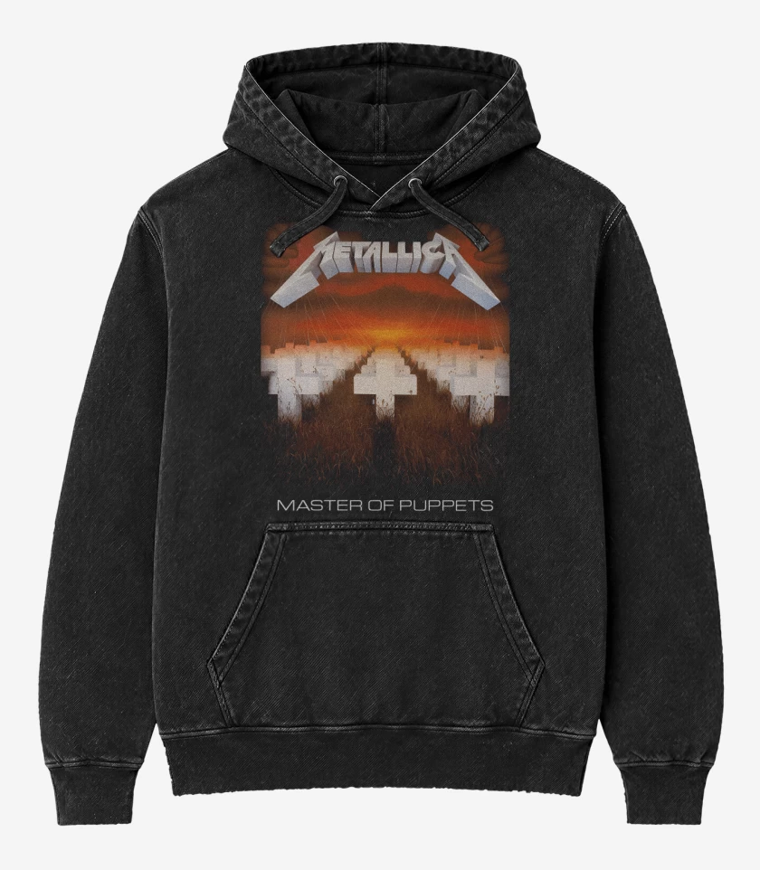 Poleron Canguro Acid Wash Negro de Master of Puppets