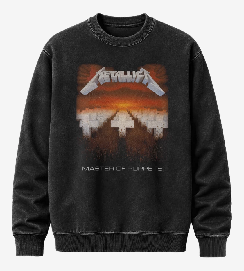 Poleron Polo Acid Wash Negro de Master of Puppets