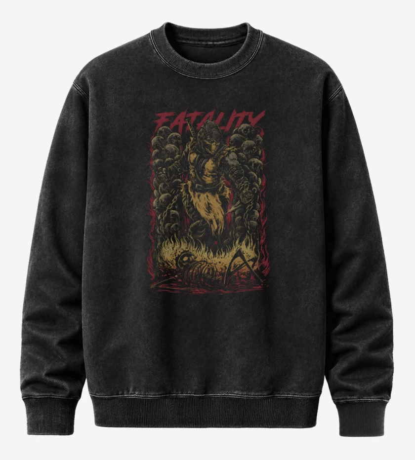Poleron Polo Acid Wash Negro de Inferno Scorpion