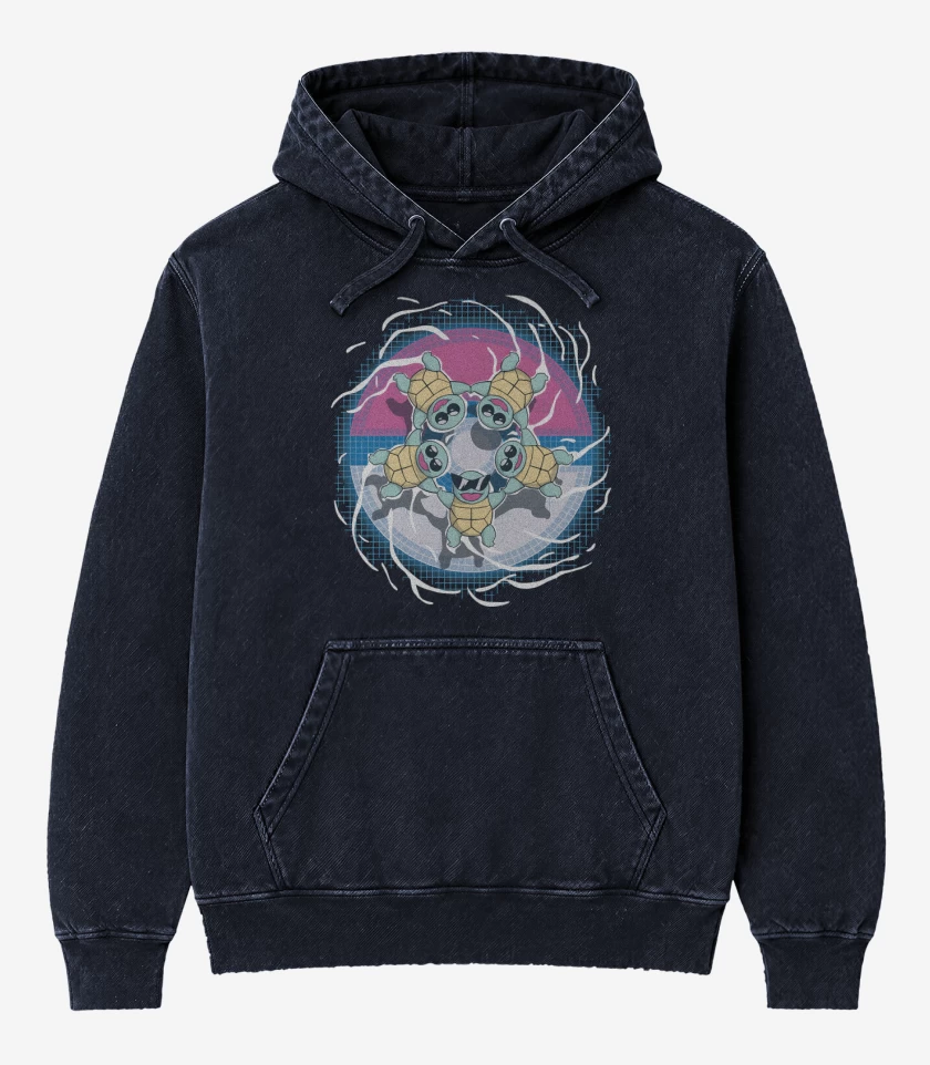 Poleron Canguro Acid Wash Azul Marino de Squirtle Squad