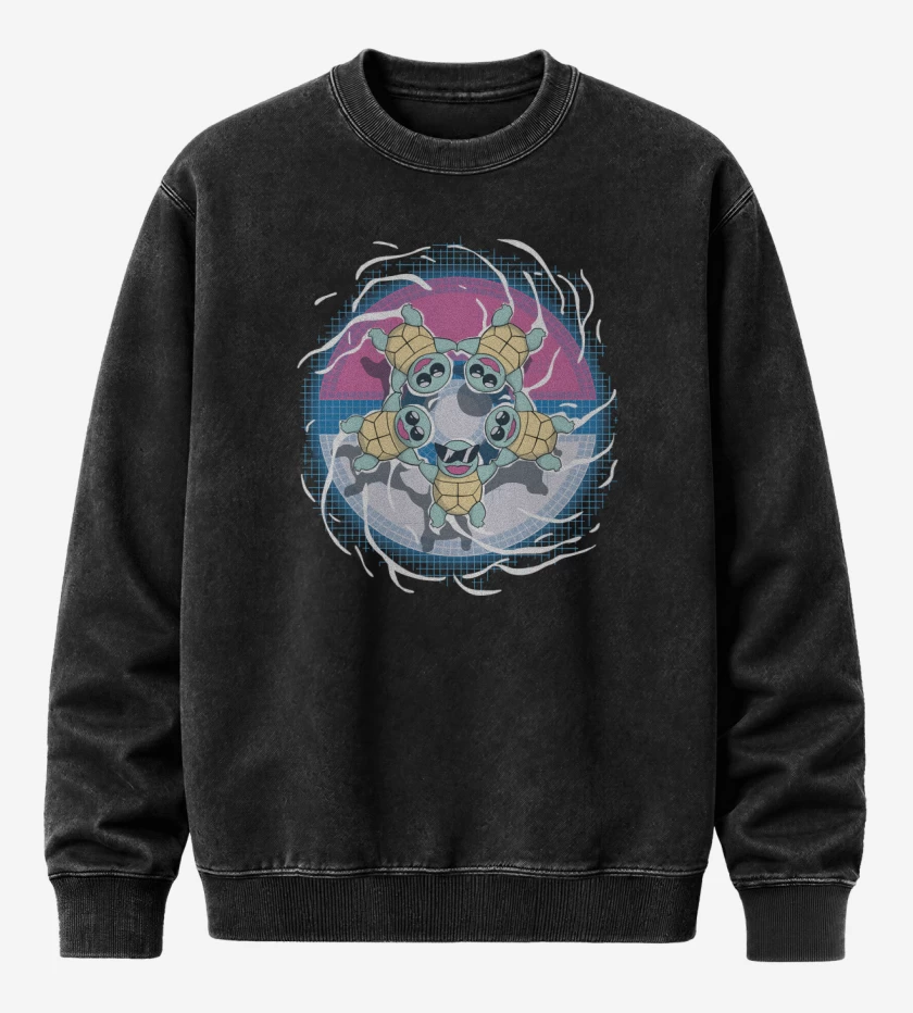 Poleron Polo Acid Wash Negro de Squirtle Squad
