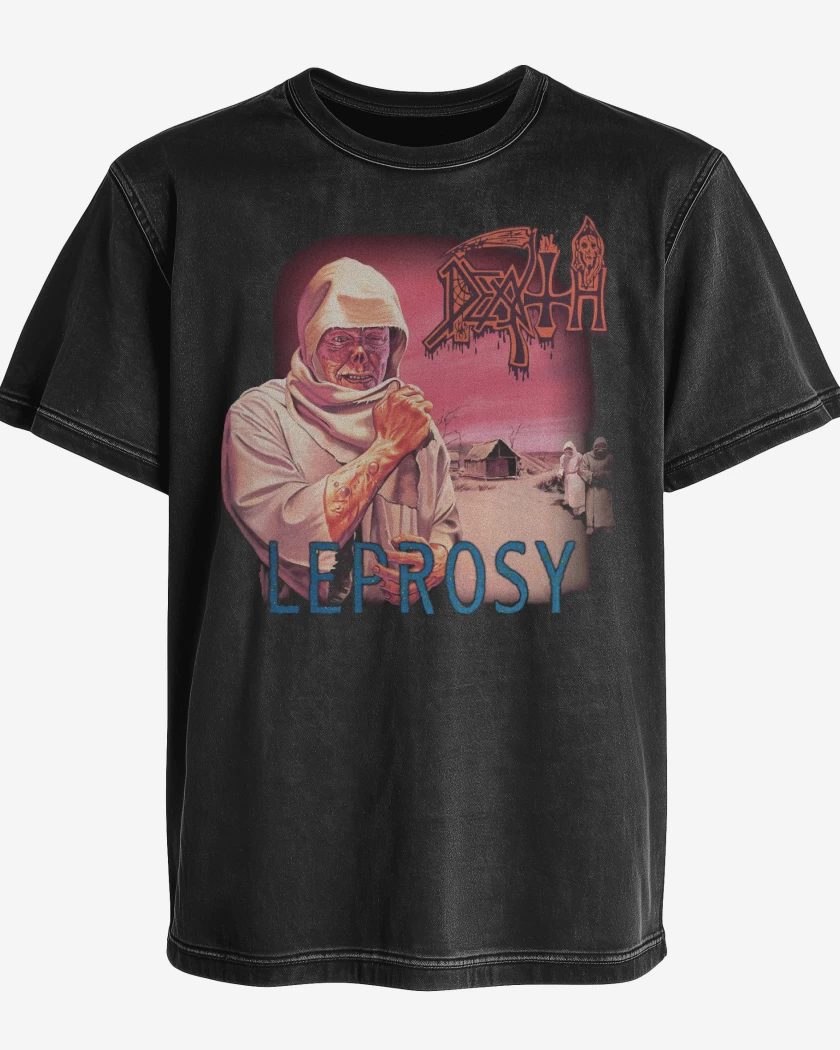 Polera desgastada Negro de Leprosy 