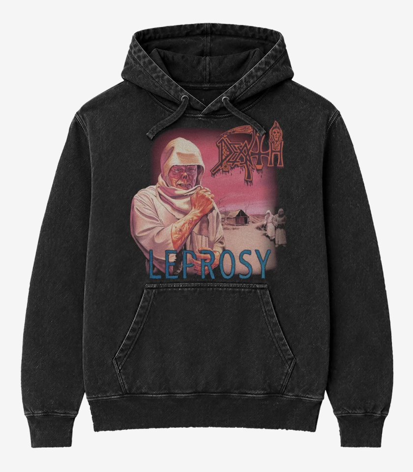 Poleron Canguro Acid Wash Negro de Leprosy 