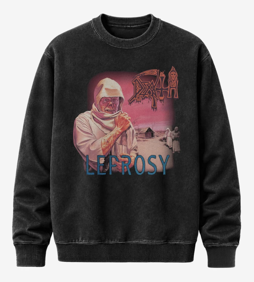 Poleron Polo Acid Wash Negro de Leprosy 