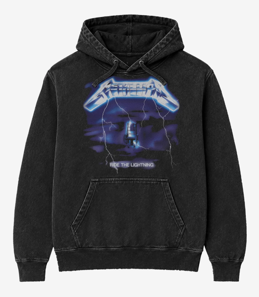 Poleron Canguro Acid Wash Negro de Ride the Lightning