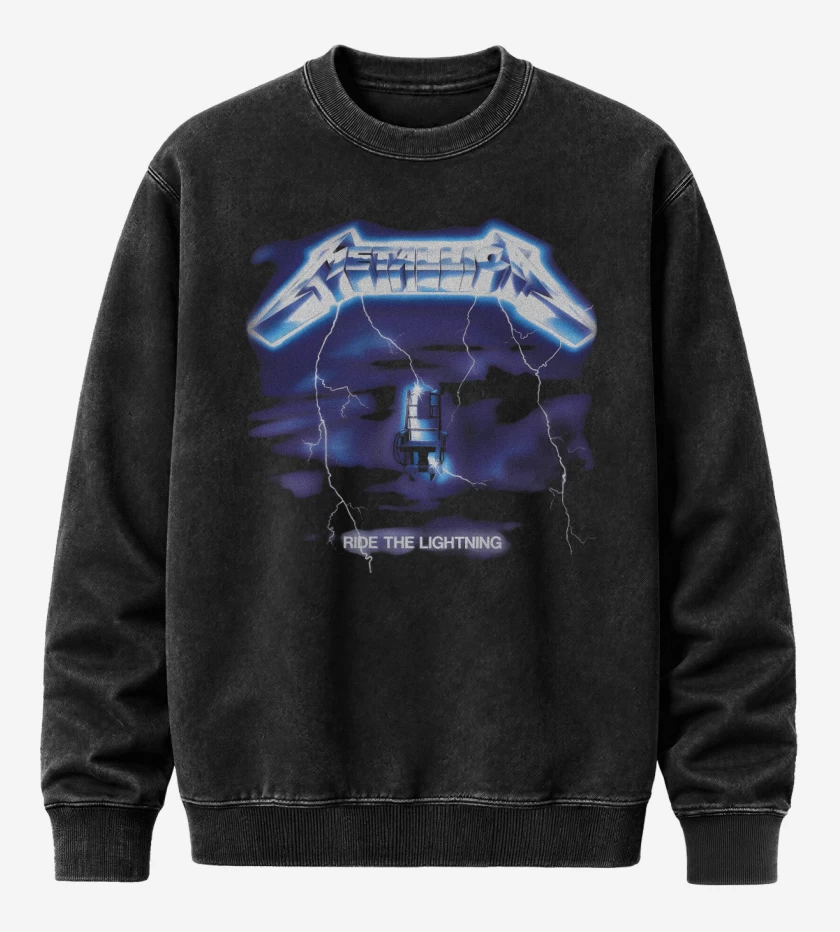 Poleron Polo Acid Wash Negro de Ride the Lightning