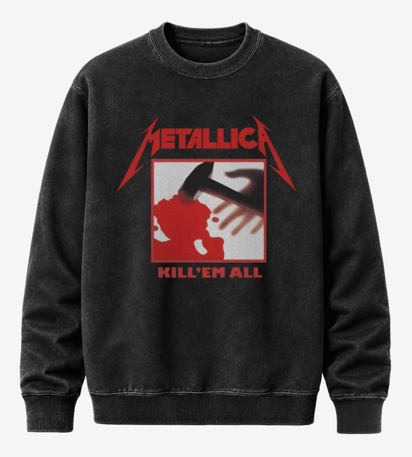 Poleron Polo Acid Wash Negro de Kill Em All