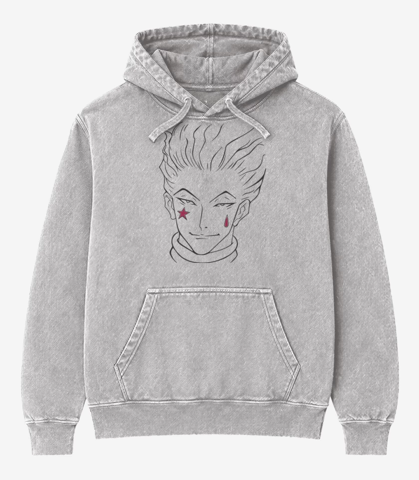 Poleron Canguro Acid Wash Gris Melange de Hisoka