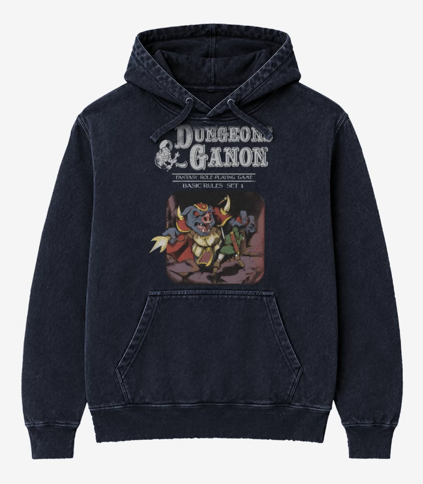Poleron Canguro Acid Wash Azul Marino de Calabozos & Ganon